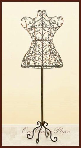 60&#034; Mannequin Scrolled Wrought Iron Dress Form Stand Tall Sturdy Metal Body New