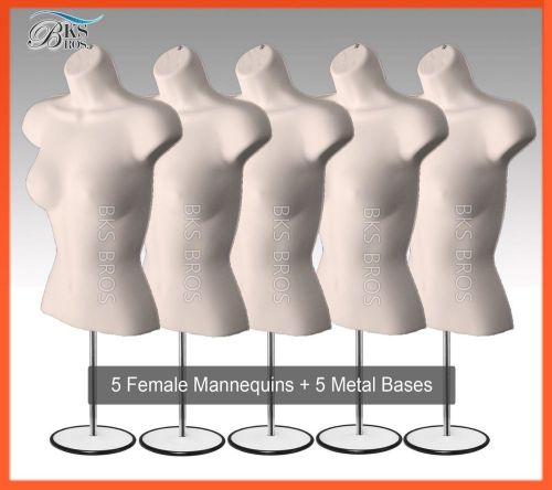 5pc flesh female mannequin torso w/acrylic stand + hanging hook dress form women for sale