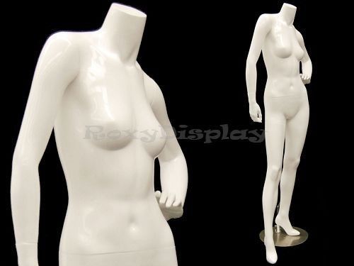 Fiberglass Female Headless Mannequin Gloss White Color Display #MD-GS7BW1