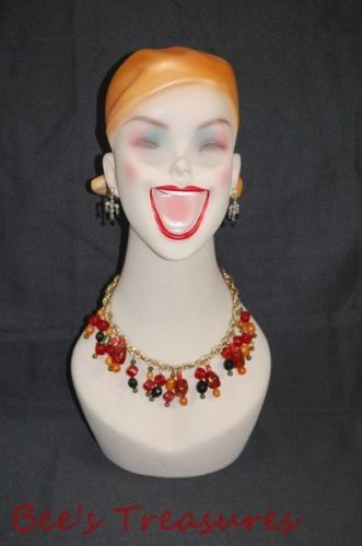 Vintage fiberglass female manikin head for jewelry display for sale