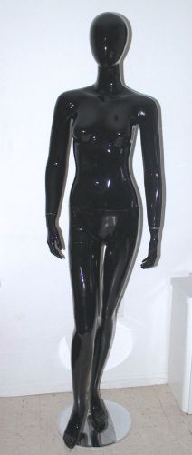 Female fashion display mannequin with head (faceless) - High gloss- black