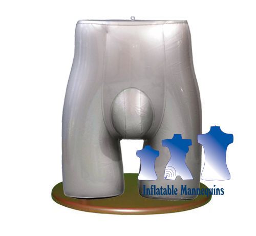 Inflatable Male Brief Form, Silver and Wood Table Top Stand