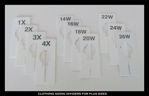 Rectangular Plastic Clothing Size Divders for Plus Size 14W 16W 18W 1X 2X 3X