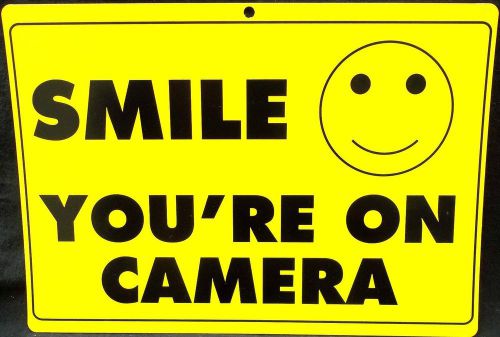SMILE YOURE ON STORE VIDEO CCTV SECURITY SPY WEB CAMERA IN USE WARNING YARD SIGN