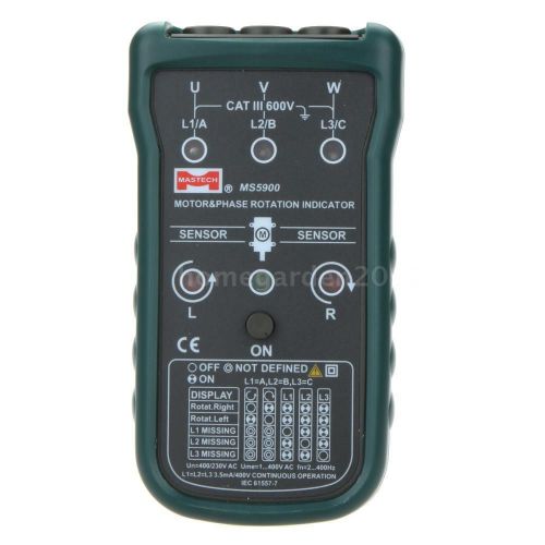 MASTECH MS5900 Non-Contact 3 Motor Phase Rotation Indicator Meter CAT III 600V