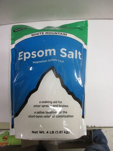 Epsom Salt - White Mountain - 4 Pound package - Magnesium Sulfate U.S.P. NEW