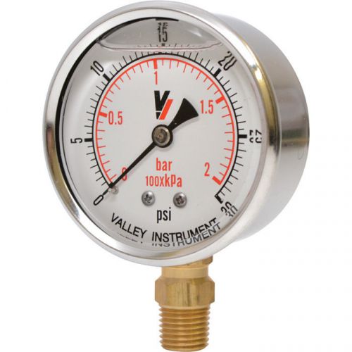 Valley Grade A Stem Mount 2 1/2in Glycerin Filled Gauge-0-30 PSI #2140GXB30