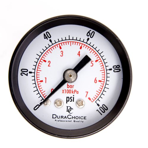 1-1/2&#034; dry utility pressure gauge - blk.steel 1/8&#034; npt center back 100psi for sale