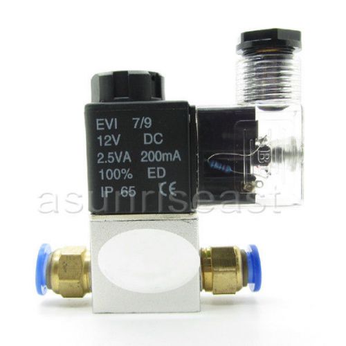 Pneumatic air solenoid valve dc12v nc + 8mm fittings 2 way 2 position 2v025-08 for sale