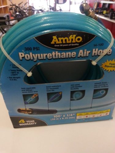 Amflo 14-100 Blue 300 PSI Polyurethane Air Hose 1/4&#034; x 100&#039; W/ 1/4&#034; MNPT Swivel