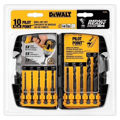 Dewalt 10pc impact ready drill bit set dd5060 new piolot point for sale