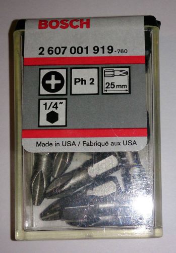 Genuine BOSCH Ph2 bit set tictac pack of 10pcs Extra Hard 2607001919 Made in USA