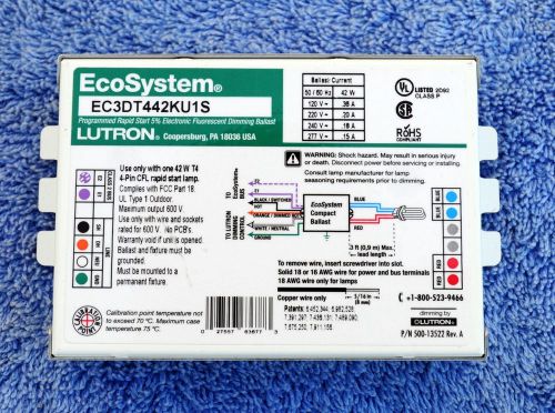 Lutron ec3dt442ku1s cfl dimming ballast t4 lamps 1, 42.6-43.2 ecosystem **new** for sale