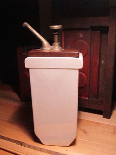 Antique vintage green river soda fountain ceramic syrup dispenser for sale