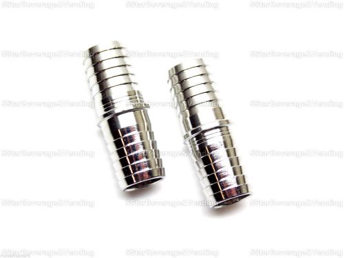 (2) FOOD GRADE STAINLESS STEEL BARB 1/2&#034; x 1/2&#034; HOSE SPLICER FITTINGS ADAPTERS