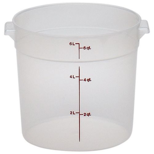 CAMBRO 6 QT. ROUND FOOD STORAGE CONTAINERS, 12PK TRANSLUCENT RFS6PP-190