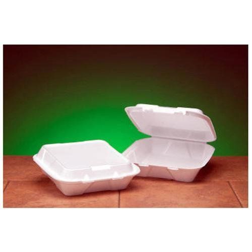 Foam Hinged Carryout Container with 1-Compartment in White, Food Containers