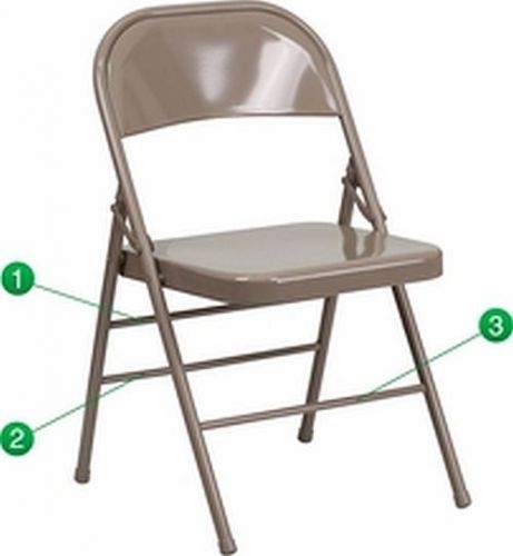*lot of 12* new metal heavy duty folding chairs grey triple braced &amp; quad hinged for sale