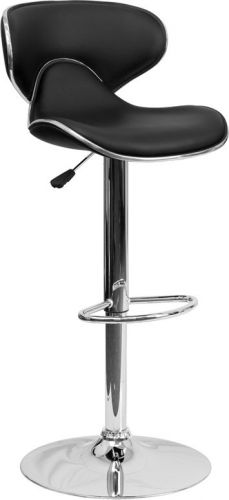 Contemporary Cozy Vinyl Adjustable Height Bar Stool with Chrome Base