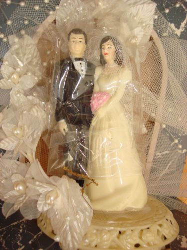 Bakery Crafts Bride &amp; Groom Wedding Cake Topper NOS New Old Stock w/out Box