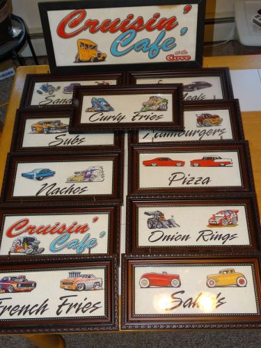 RESTAURANT MENU SIGNS-CRUISIN CAFE CAR THEME-MANCAVE BAR-B-Q