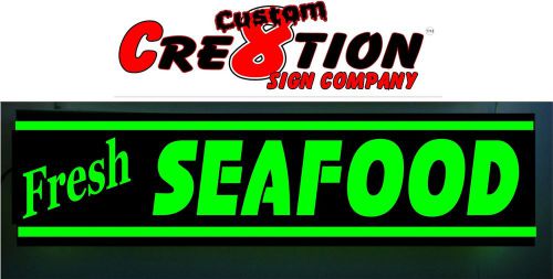 Led light box sign - fresh seafood - 46&#034;x12&#034; led window sign - illuminated signs for sale
