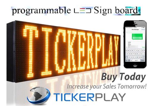 Led sign programmable by sms outdoor scrolling  amber color display 50&#034;x 8&#034; for sale