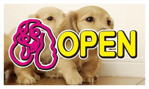 bb494 Dog OPEN Grooming Shop Banner Sign