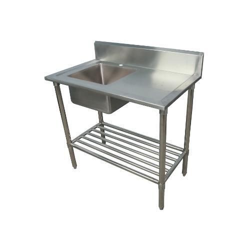 1000 x 600mm NEW COMMERCIAL SINGLE BOWL KITCHEN SINK #304 STAINLESS STEEL BENCH
