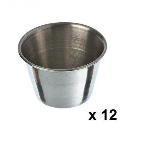 Pack of 12 stainless steel 2.5 oz. sauce cups, butter cup for sale