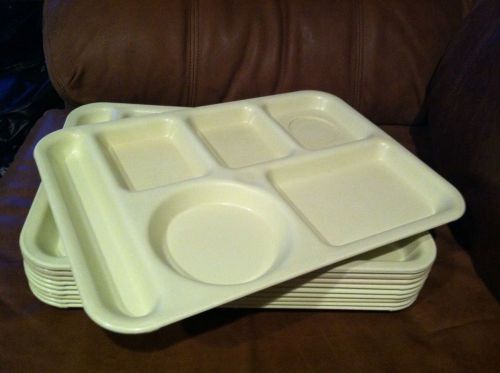 Lot 10 Yellow/Gold Si-Lite Cafeteria Trays, Lunch Food Meal Divided Melamine