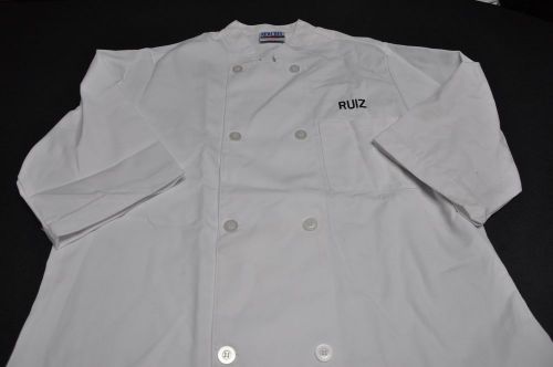 Chef&#039;s Jacket, Cook Coat, with RUIZ logo, Sz LARGE  NEWCHEF UNIFORM
