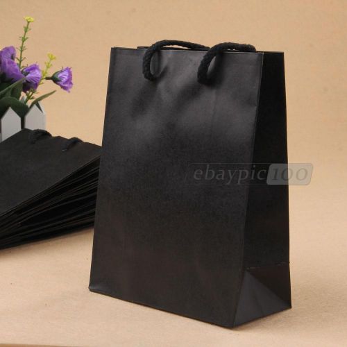10 Black Kraft Paper Carrier Gift Present Rectangle Packing Shopping Bag Fashion