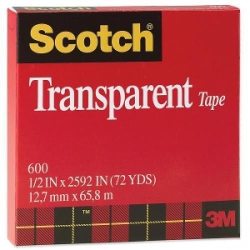 3M Scotch Transparent Tape - 0.5  Width x 2592  Length - 3  Core - Non-yellowing