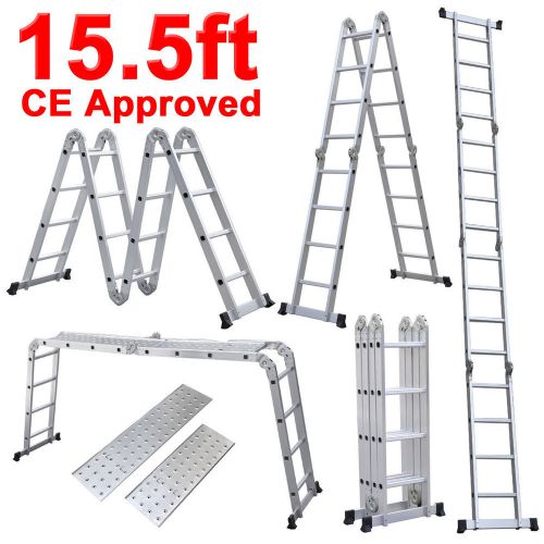 15.75ft 2 PlatformTelescopic Folding Aluminum Ladder 4.8M