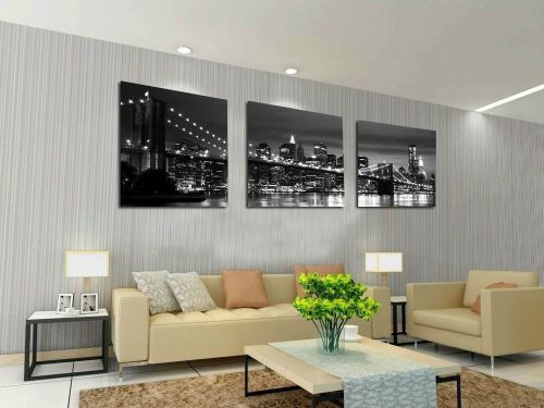 HD Canvas Print Abstract home decor wall art painting,New. York Bridge//+ framed