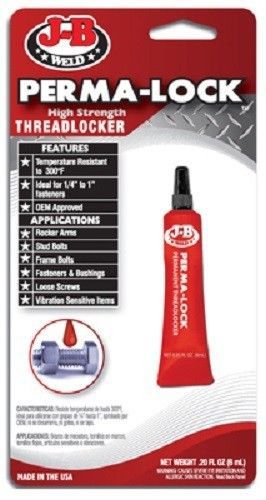 Jb weld, 6 ml, red, perma-lock threadlocker, high strength for sale