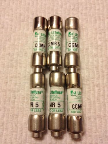 Lot of (6) - Littelfuse CCMR 5, CCMR-005,5 amp 600V AC Fuses, Best Deal!