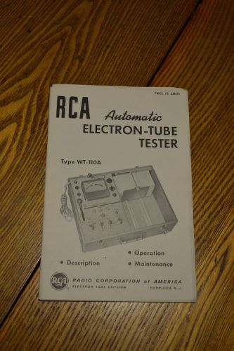 Rare Vtg. Rca Factory Manual Electron Tube Tester Type WV 110A  Ham Radio