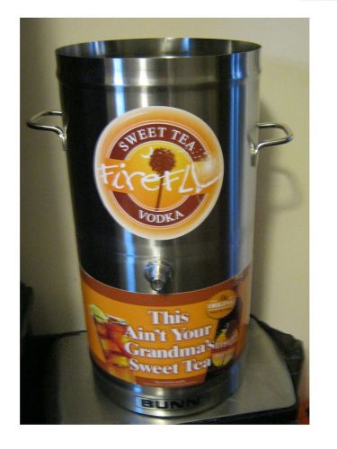 Bunn firefly sweet tea vodka dispenser 3 gal. &amp; lid and 2 firefly bar spill mats for sale