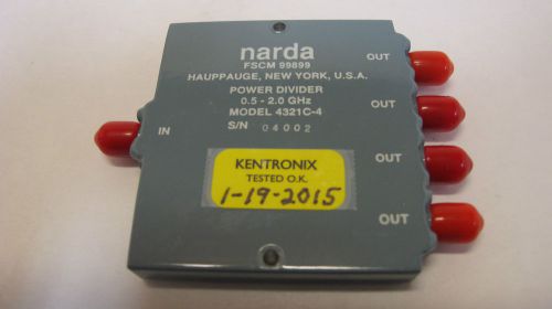 Narda 4321C-4 Power Divider. 4 Way,  0.5 to 2GHz,  Unused Condition.  SMA(F).