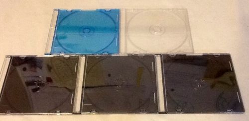 Lot of 5 Empty Replacement Standard CD Jewel Cases Black Clear Blue CD CASES