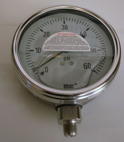 Wika glycerine filled gauge 233.54 4&#034; 60 psi  stainless nib for sale