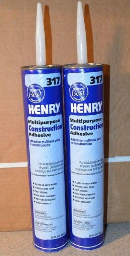 (Quantity 2) TUBES of 30 oz Henry 317 Multi-Purpose Construction Adhesive Glue