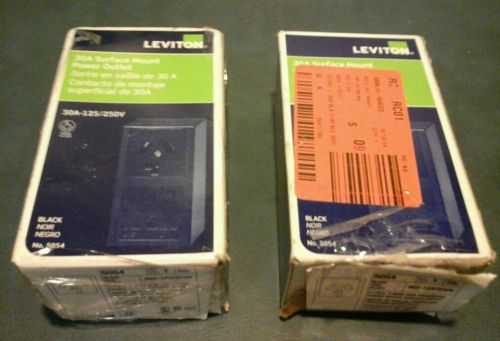 Lot of 2 leviton 5054 black dryer power outlet-surface dryer outlet 30a-125-250v for sale