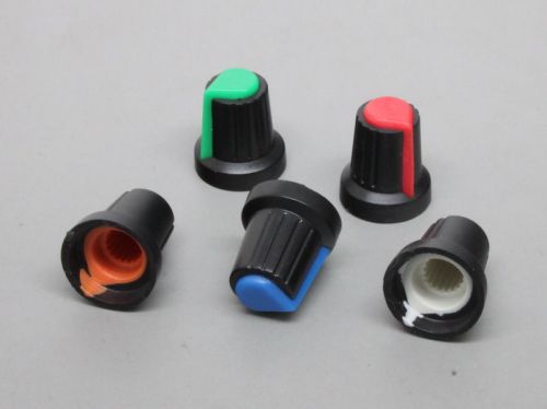 20x Plastic Hi-Fi Control Knob Insert Type 15mmDx17mmH 6mm Shaft-Various Colors