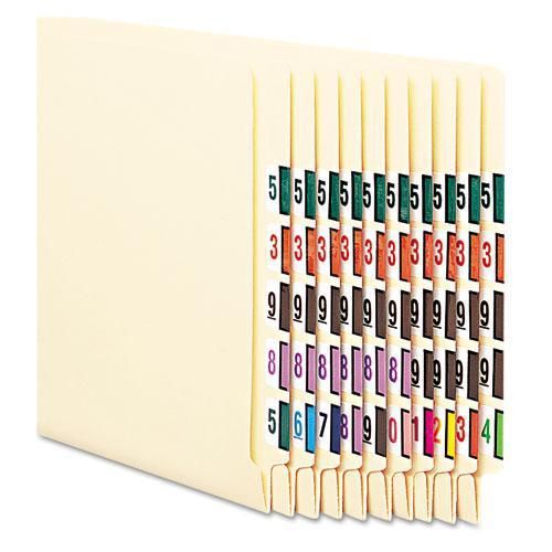 New smead 67380 single digit end tab labels color 0-9 assortment, 500/roll, 5000 for sale