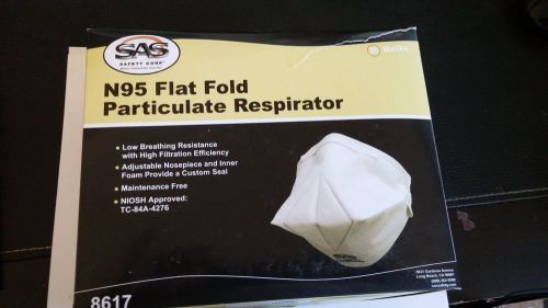 SAS N95 Flat Fold Particulate Respirator Face Dust Masks model 8617  10 masks