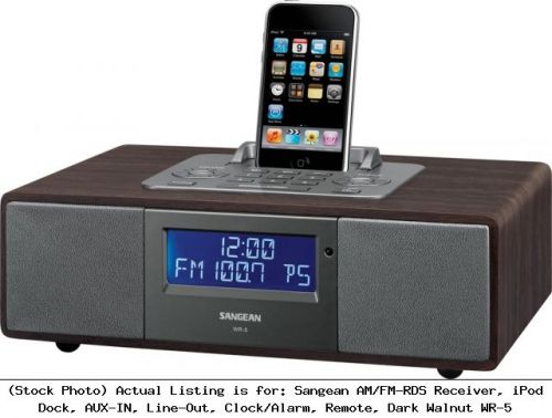 Sangean AM/FM-RDS Receiver, iPod Dock, AUX-IN, Line-Out, Clock/Alarm, : WR-5
