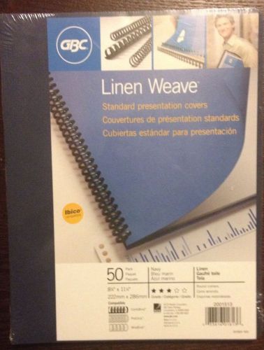 GBC Linen Weave Velobind Cover - Letter - 8.3/&#034; X 11 1/4Dark Blue -50 Sheets